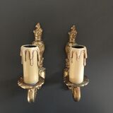 Pair of gilded bronze wall light