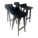 4 tabourets de bar Morph bois laqué noir