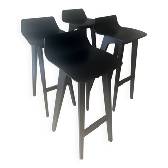 4 Morph black lacquered wood bar stools