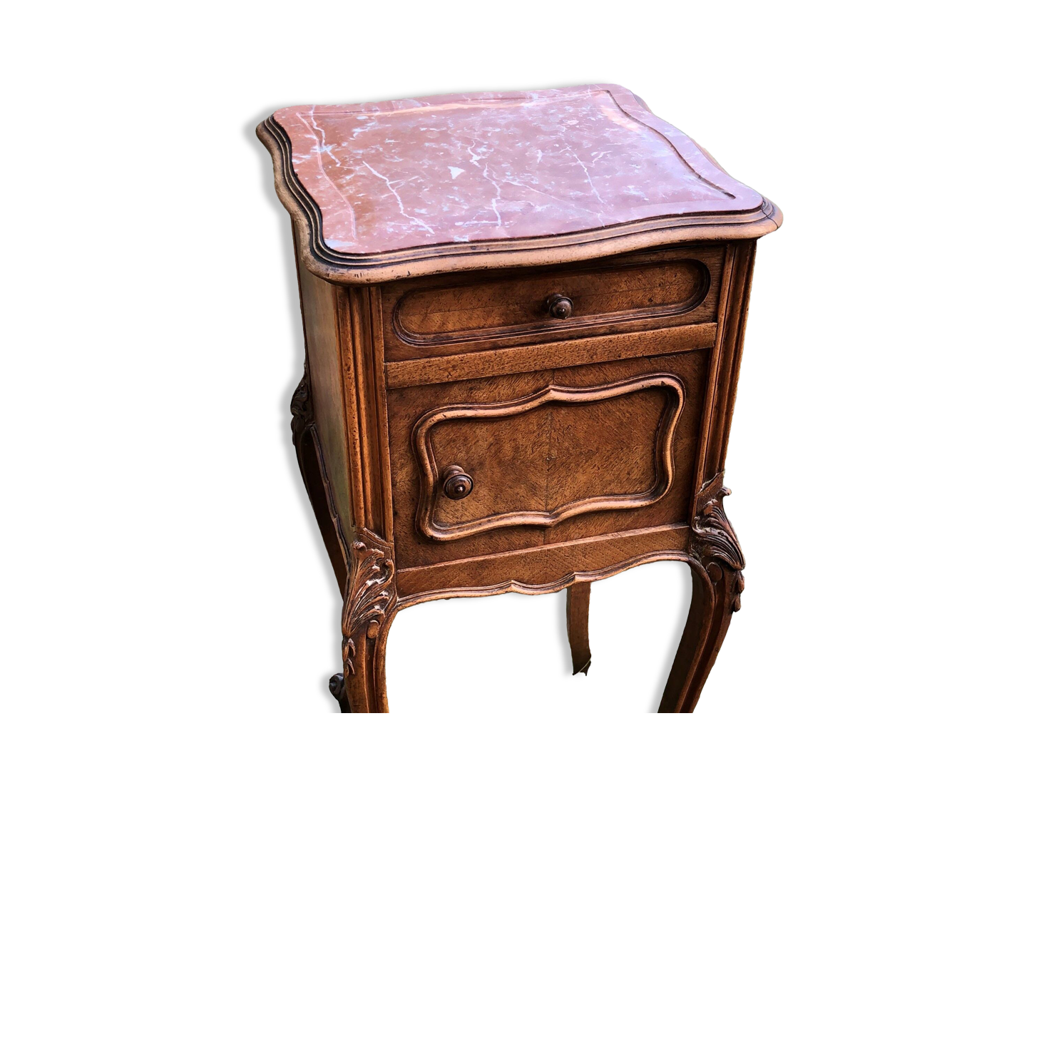 Bedside table louis XV style in wood and marble 20's years