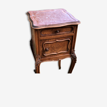 Bedside table louis XV style in wood and marble 20's years