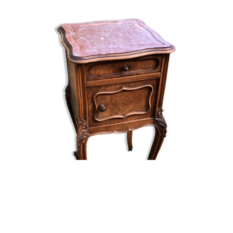 Bedside table louis XV style in wood and marble 20's years