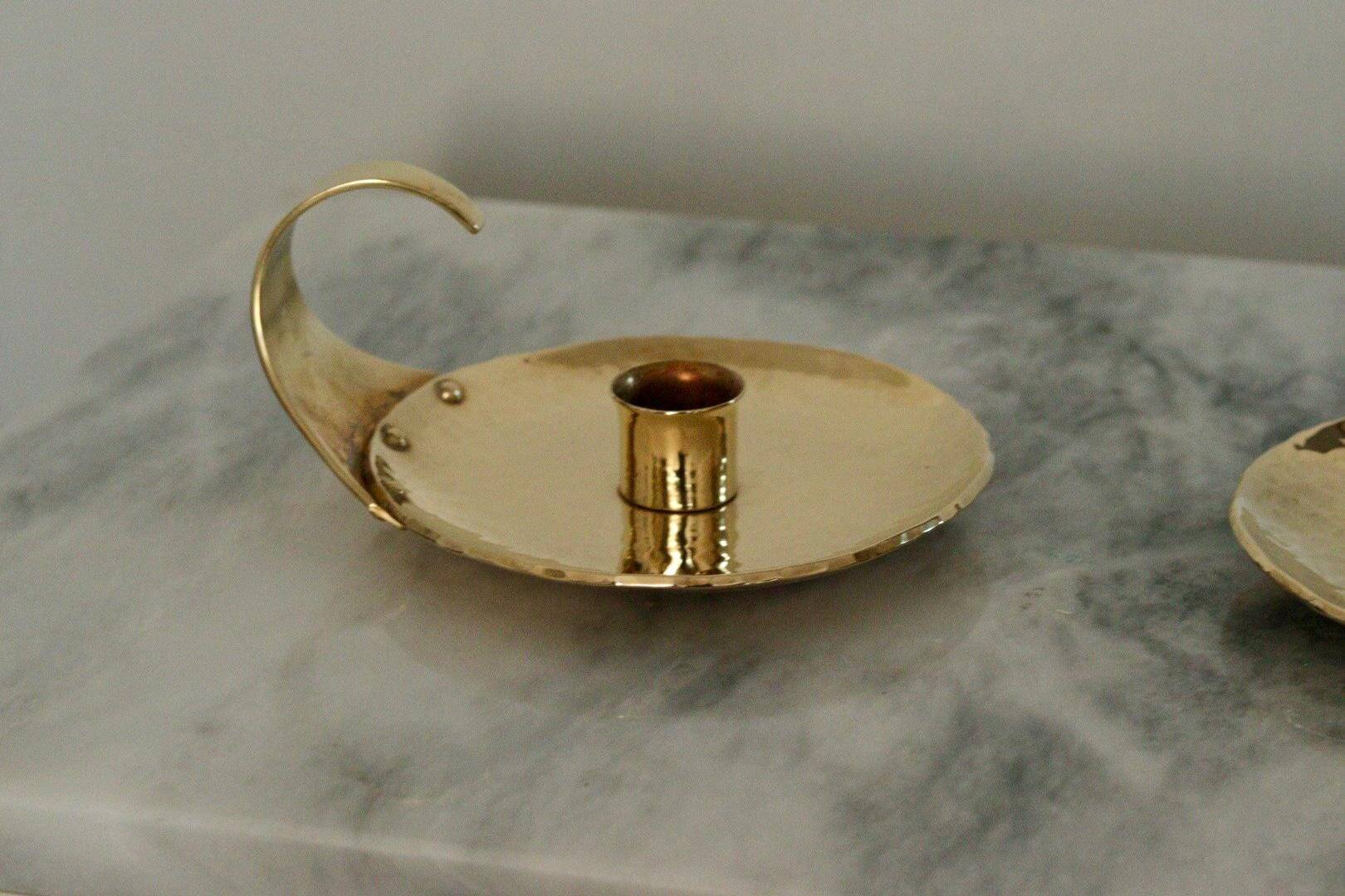 Pair of Swedish mid-century candlestick holders by Skutuna