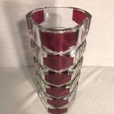 Old molded glass vase rose violet style art deco decoration vintage