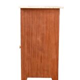 Solid wood confiturier, marquetry door, and marble top, 40x42x80cm.