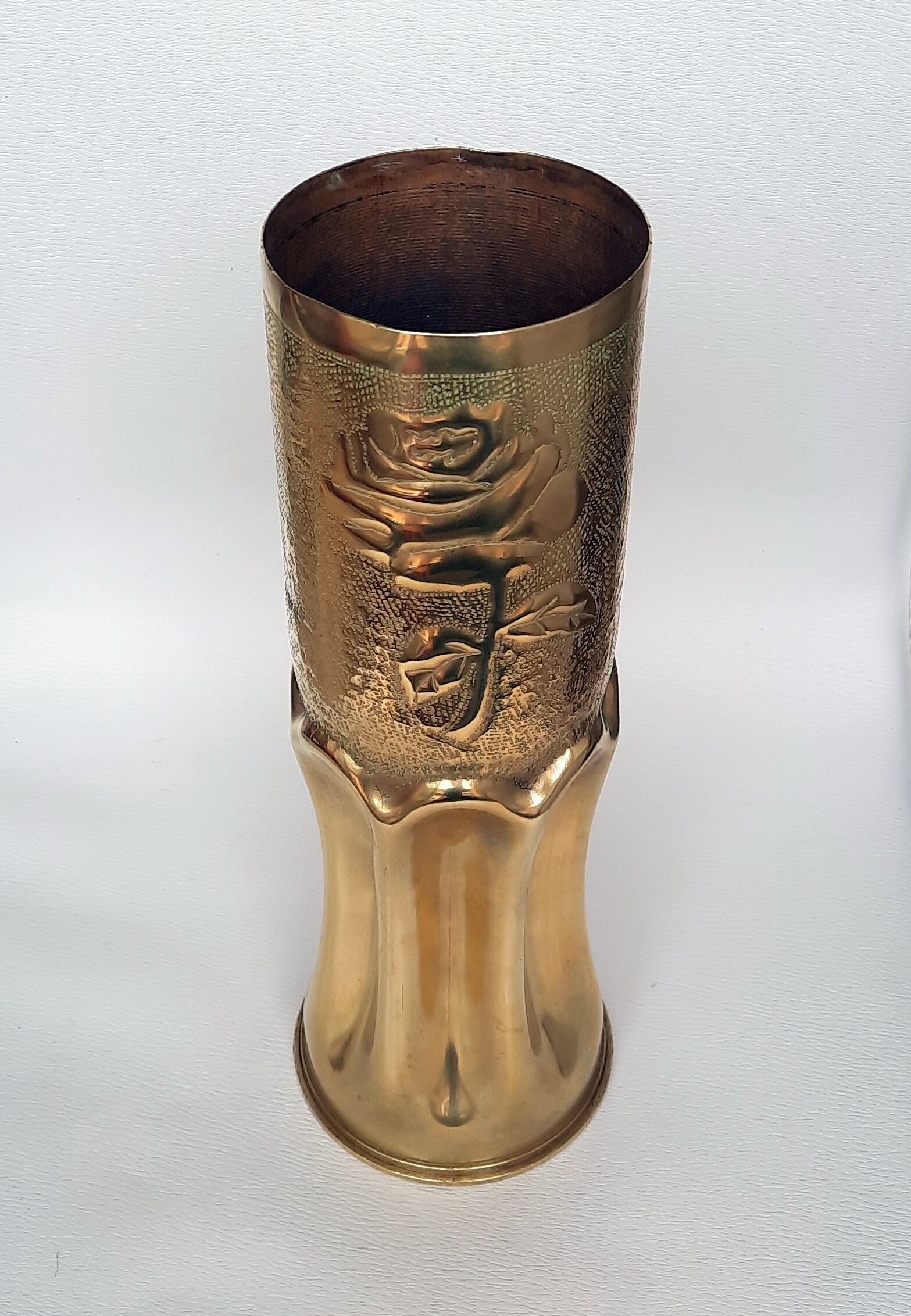 Bronze Vase - Hairy Crafts of World War 1 - Shell Casing Decorated Pink