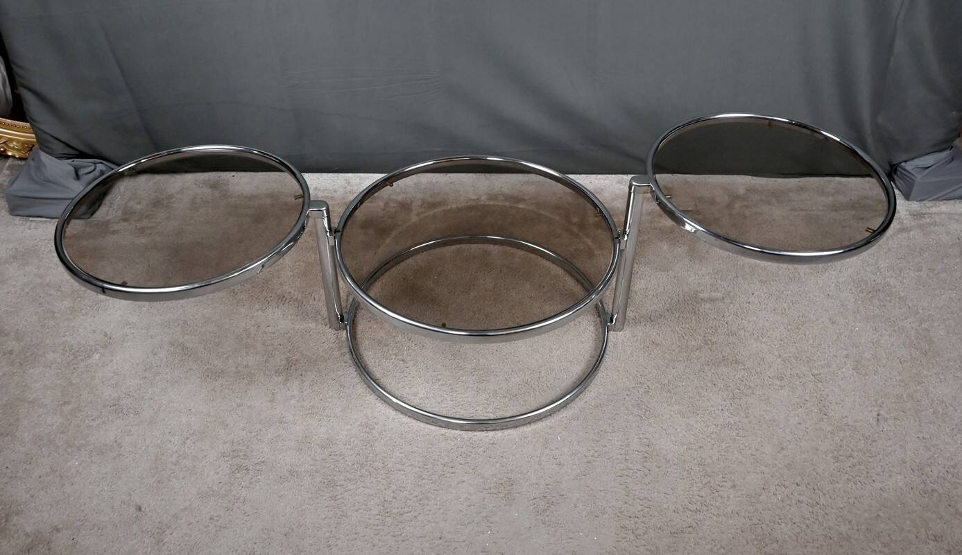 Coffee table with rotating trays, attributed to Milo Baughman – 1970
