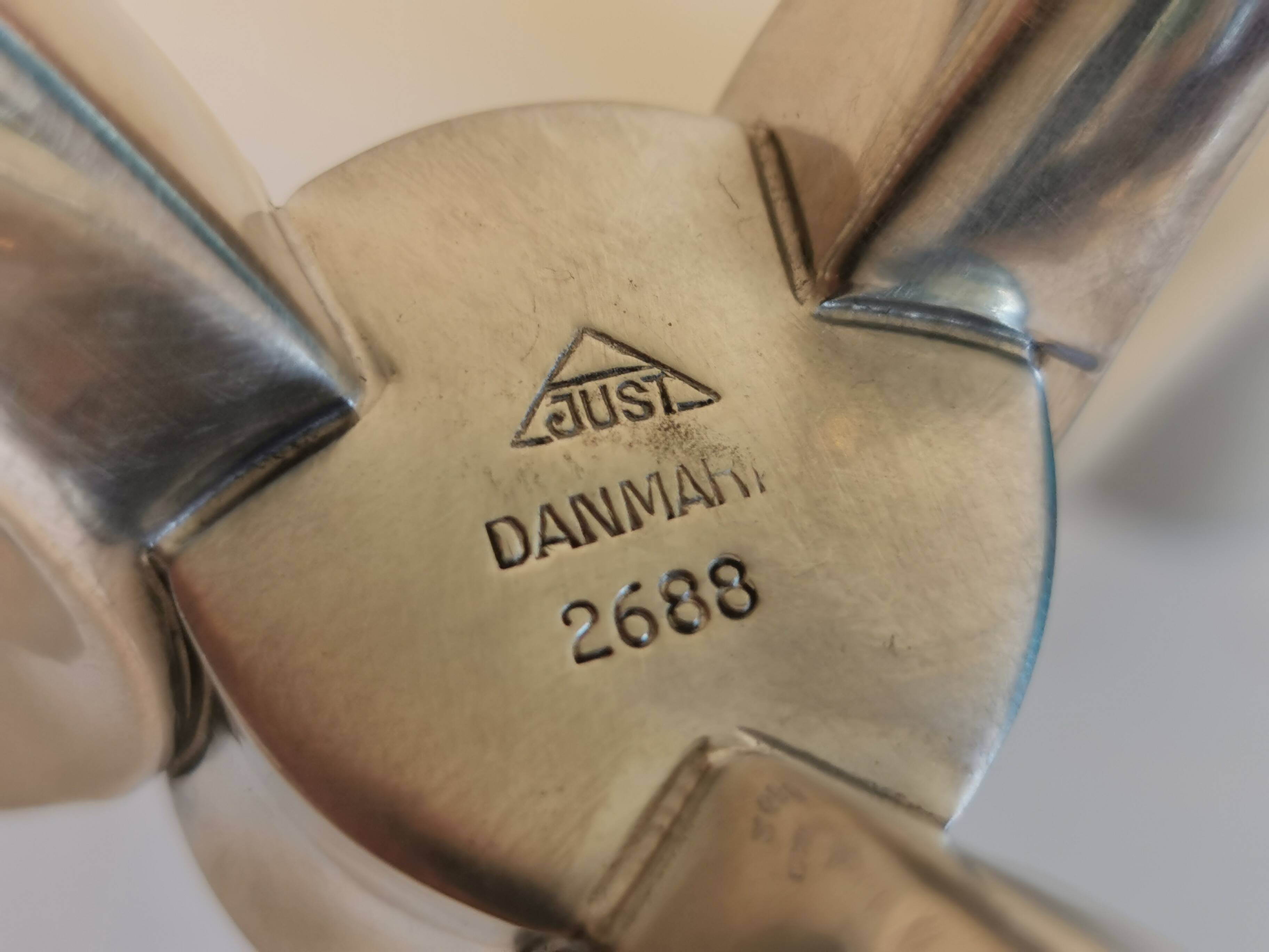 Candle holder with 3 arms, designed by Just Andersen/Denmark in the 1950s.