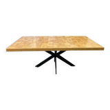 Table à manger rectangulaire industrielle en bois et acier