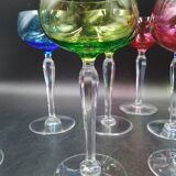 Set of 8 Roemer wine glasses in colored crystal Val Saint Lambert Mod "Saumur"