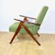 Vintage armchair B-310 VAR green boucle dark structural wood 1970s