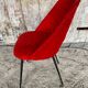 ACHILLE DECOMMERE Chair Red Fur + Black Metal Compass Legs Vintage