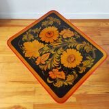 Vintage 1965 wooden compass leg side table