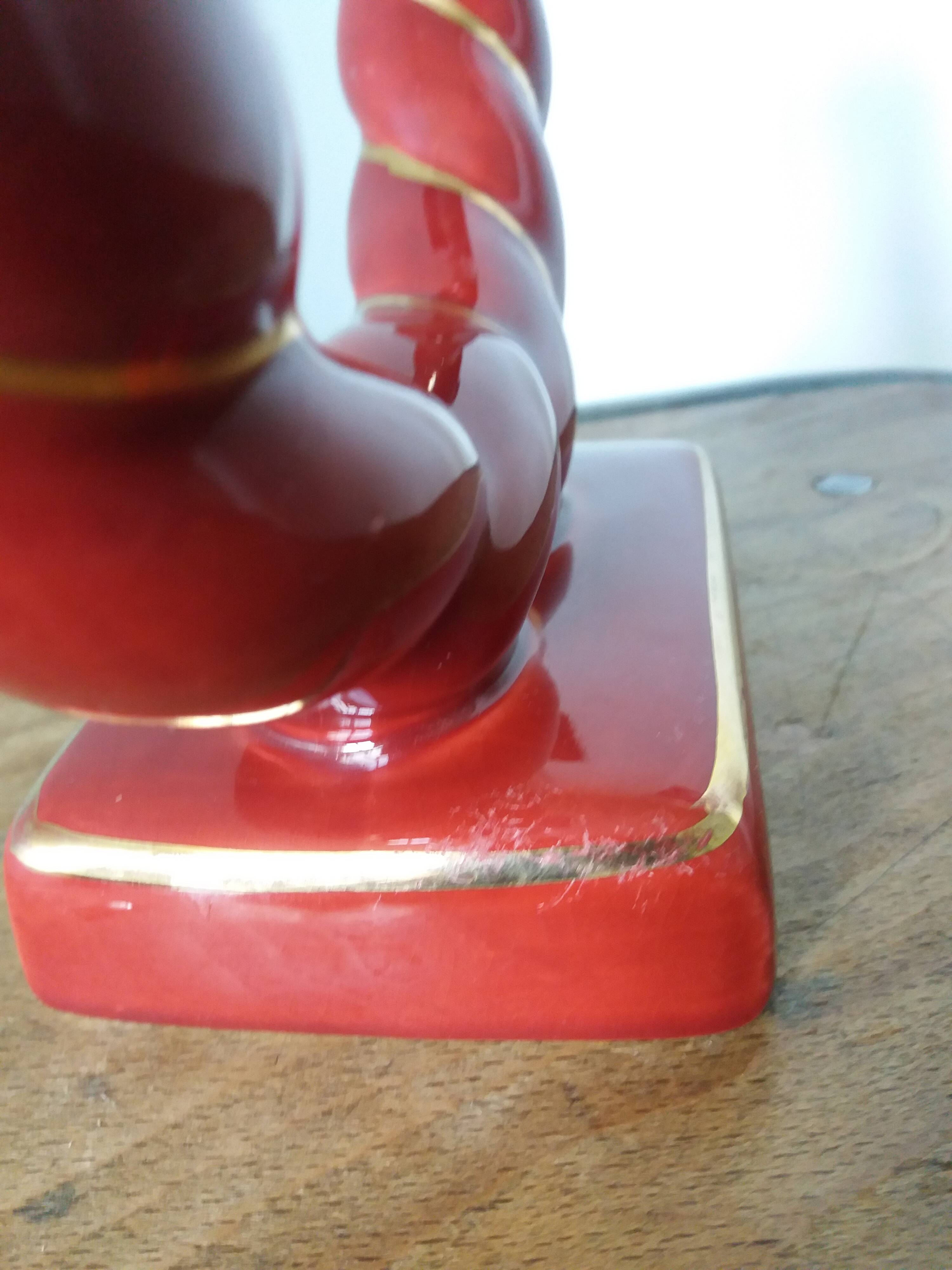Longchamp twisted burgundy and gold candlestick holder model 1758