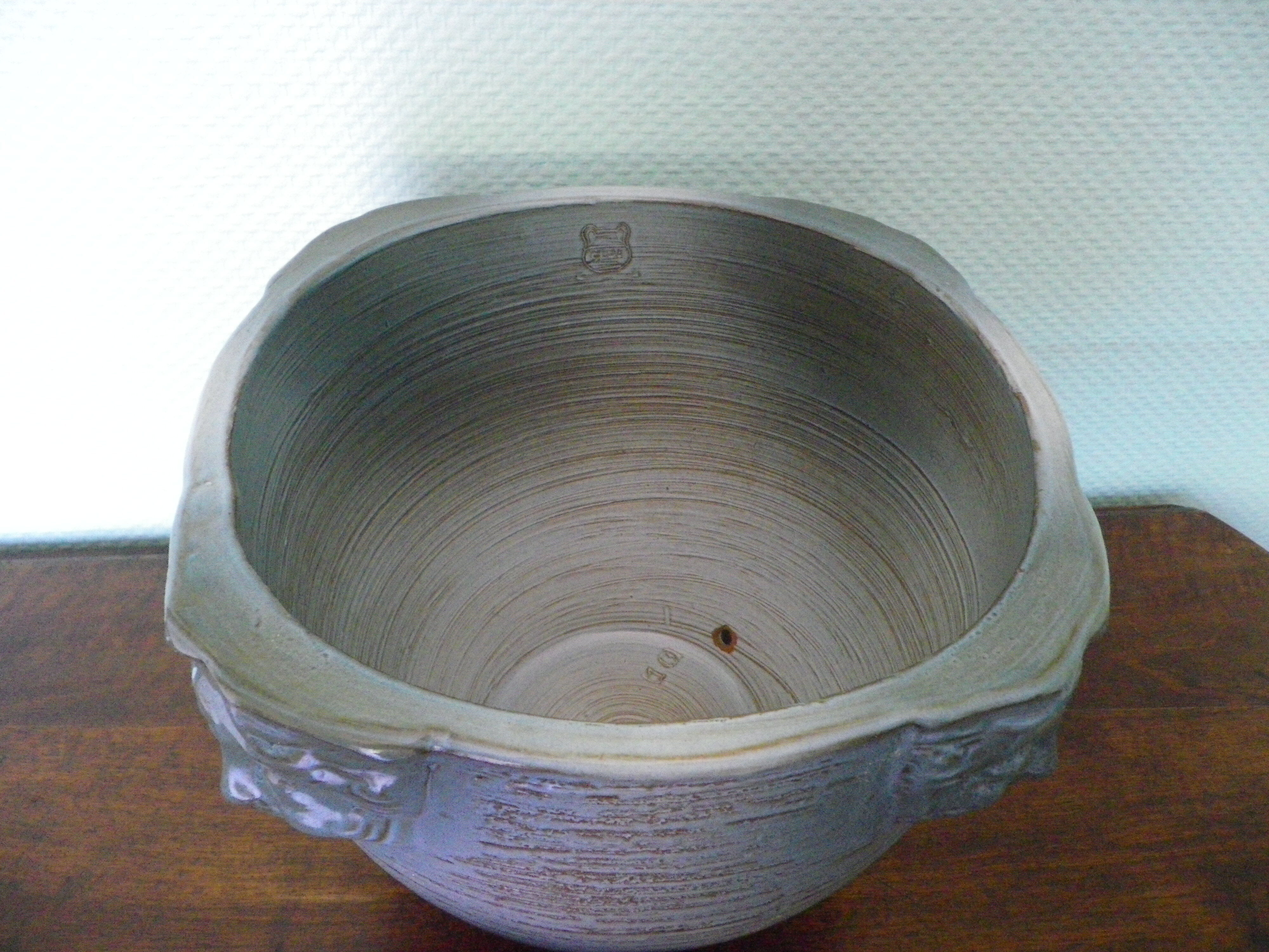 Glassed terracotta flower pot