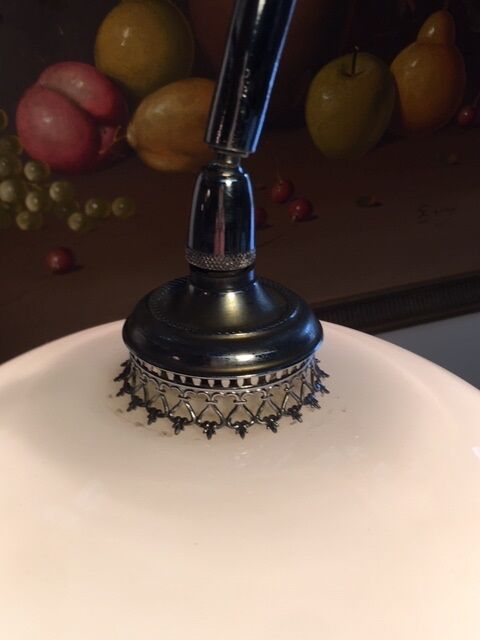 Vintage lamppost arc bamboo chrome and opaline 1970