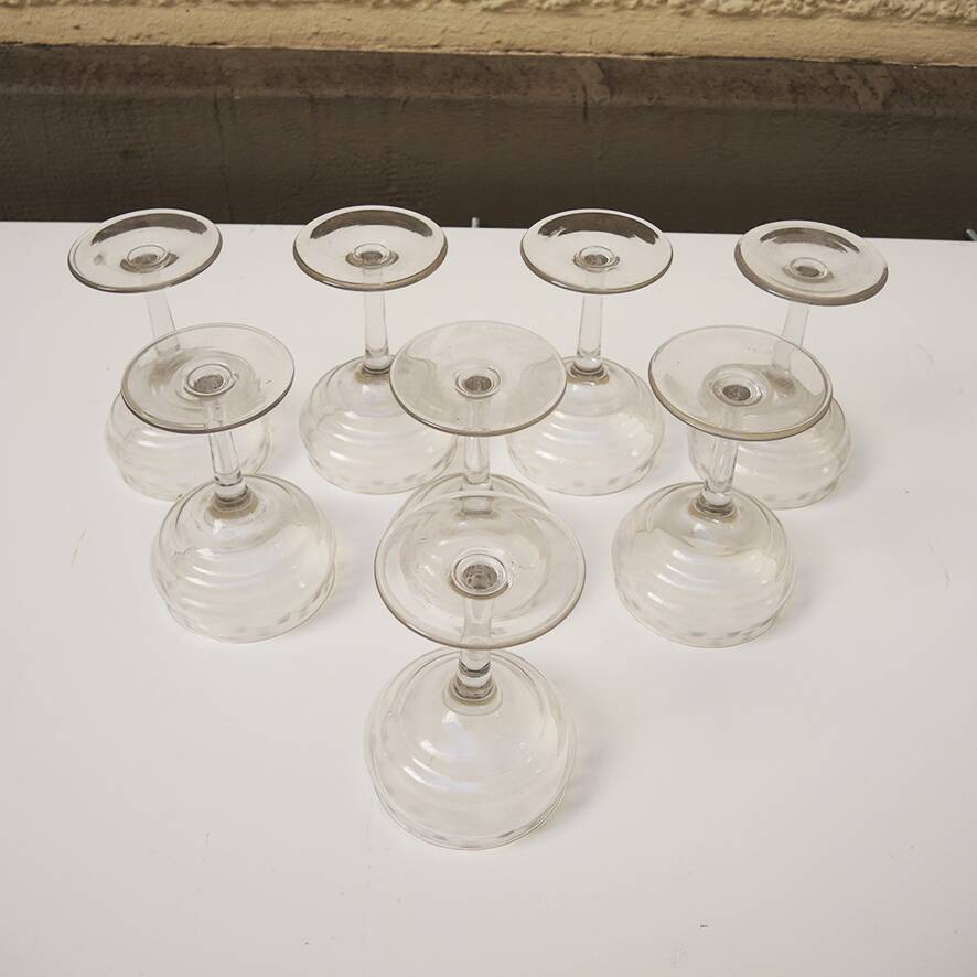 8 Antique Art Deco Champagne Glasses