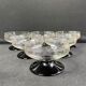 6 champagne glasses 1/2 crystal guilloché colored foot