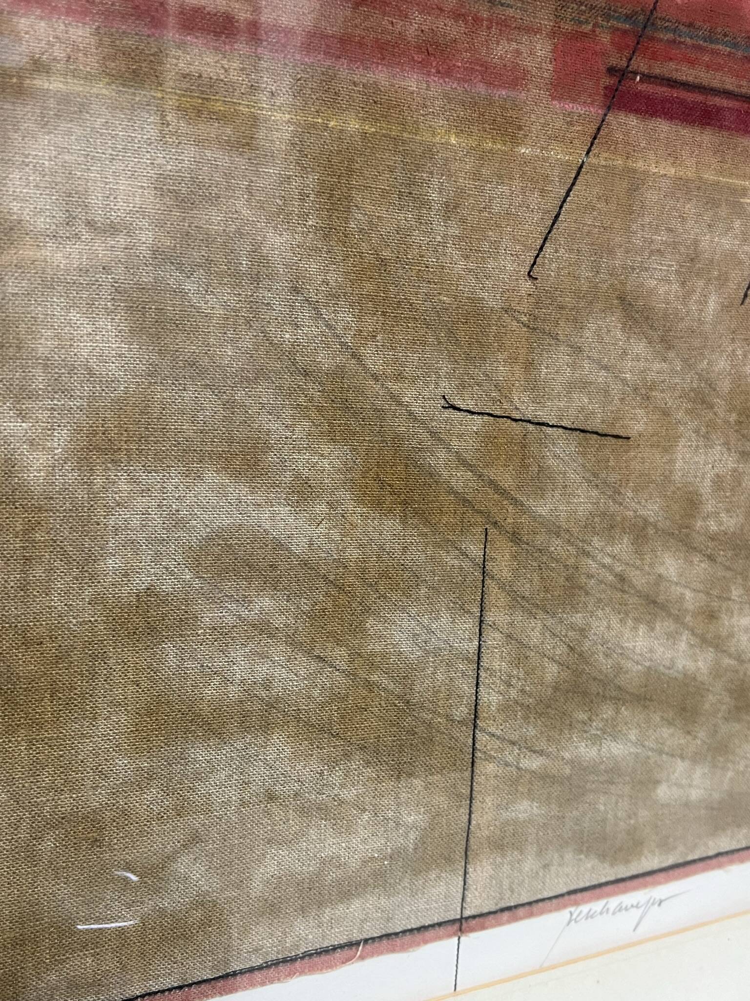 Work by Gérard Dechamps, painting using sewing and chalk techniques