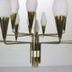 Italian mid-century modern brass and opaline glass chandelier, 1960