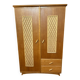 Armoire chêne clair rotin et raphia vintage 1950