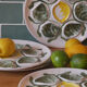 Set of 4 Belon earthenware oyster plates – 25 cm – yellow & green