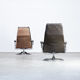 70s leather lounge fauteuil swivel chair set/2