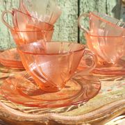 Vintage vereco pink cups France six-serve