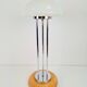 Vintage Mushroom Opaline Glass and Chrome Table Lamp, 1970s