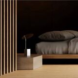 Reflect table lamp in chrome metal, contemporary work.