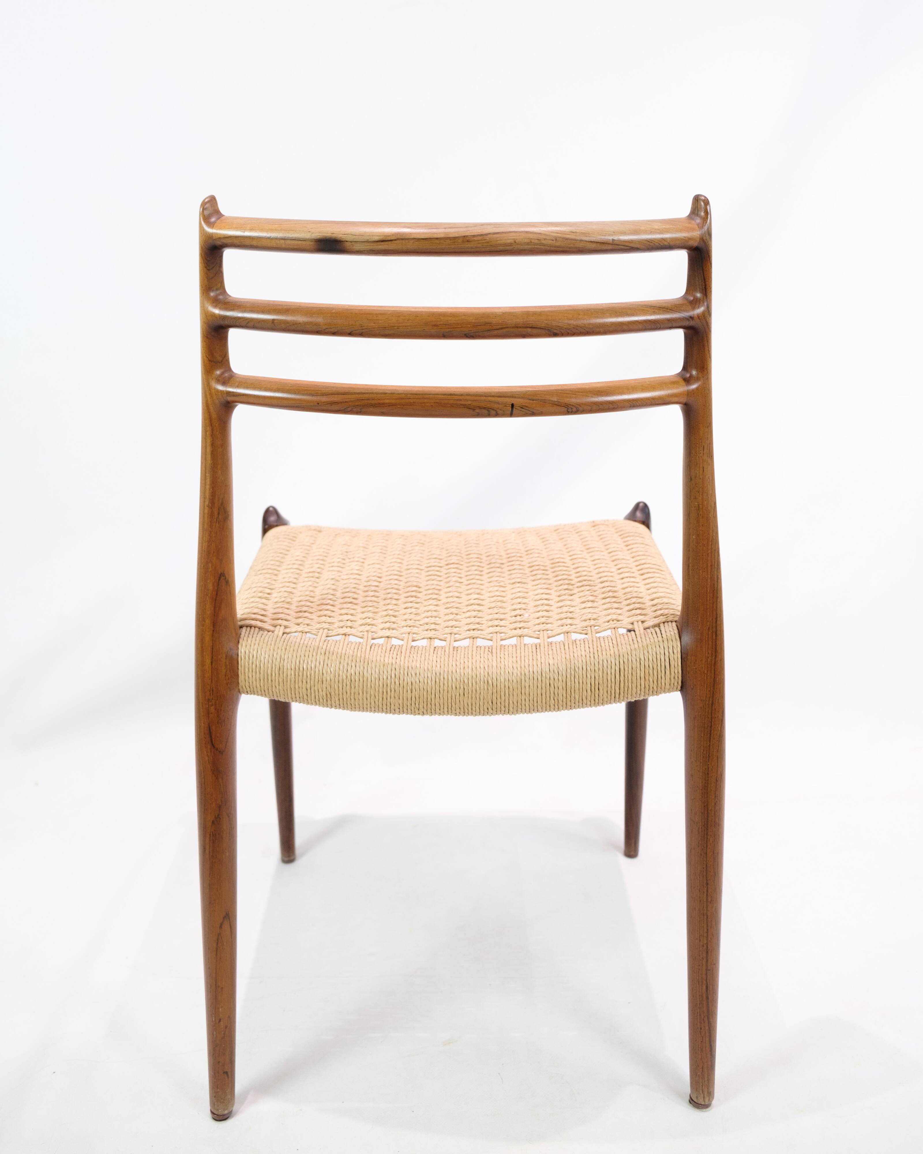 Set Of 6 Dining Chairs Model 78 Made In Rosewood By N. O Møller From 1950s