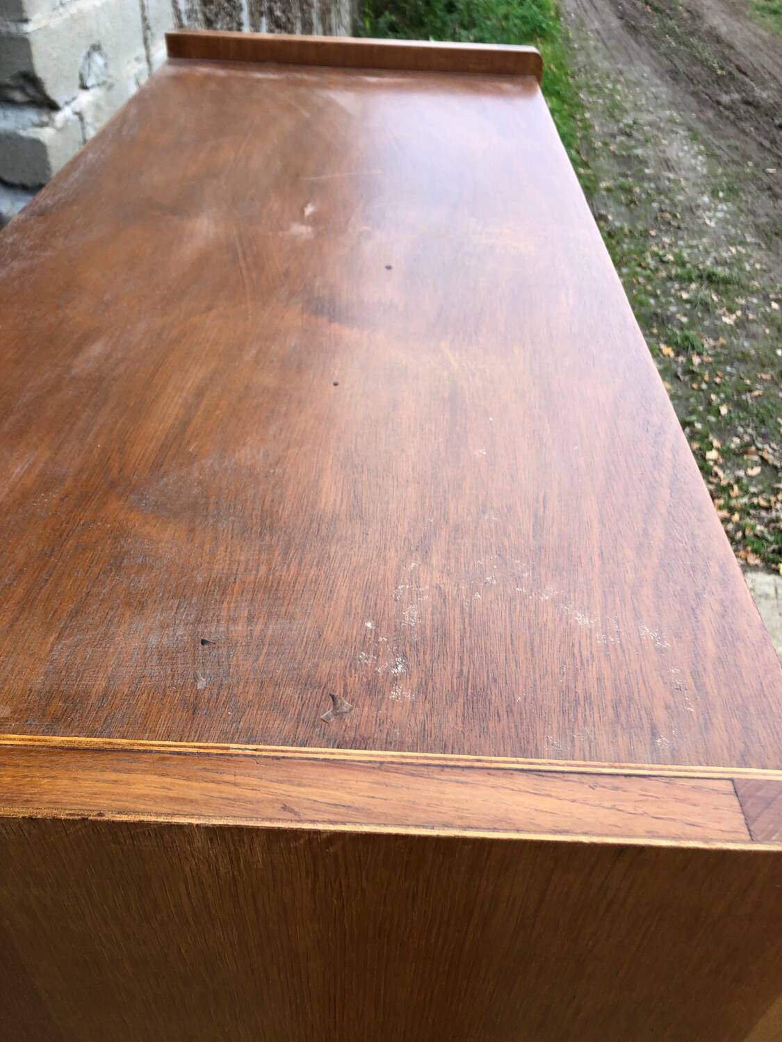 Vintage wardrobe with 2 doors and compass legs, made of oak plywood