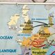 school map Librairie Armand Colin Reinhart and Wagret Roman Gaul with wooden hook 1970