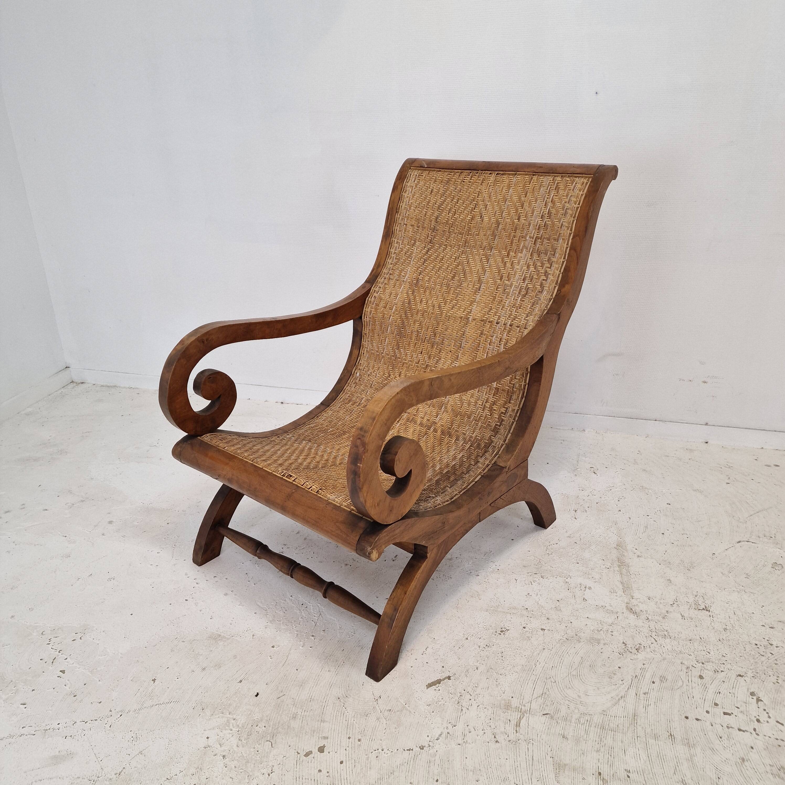 Colonial Style Carved Caned Plantation Chair
