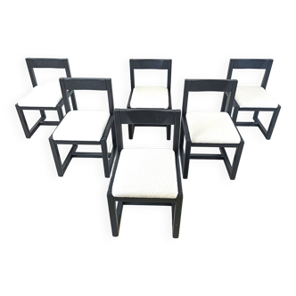 Vintage brutalist dining chairs, set of 6 - 1970s