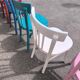 Set of 6 mismatched vintage bistro wooden chairs