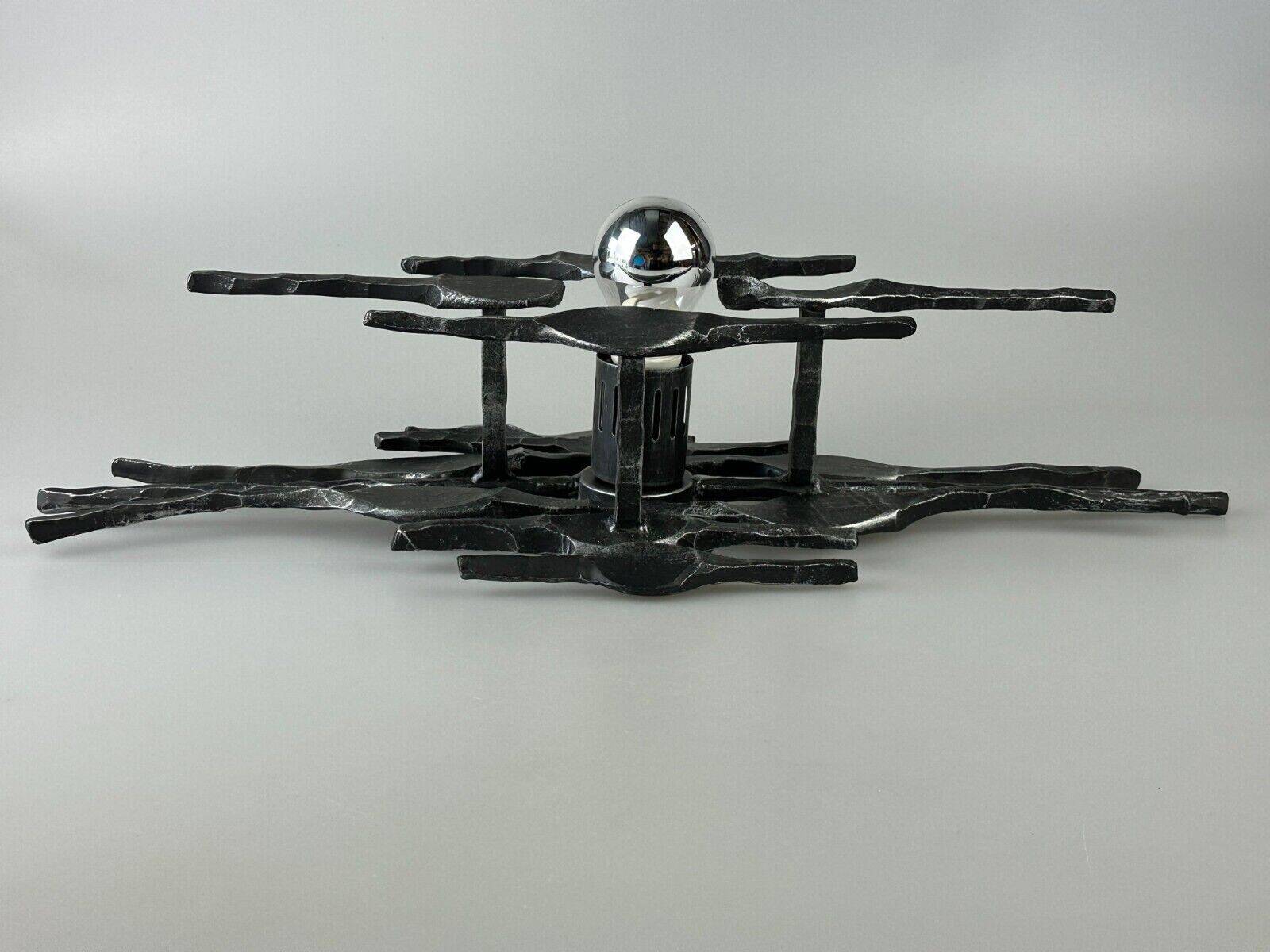 60's 70's brutalist wall lamp iron & glass wall sconce design