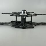 60's 70's brutalist wall lamp iron & glass wall sconce design