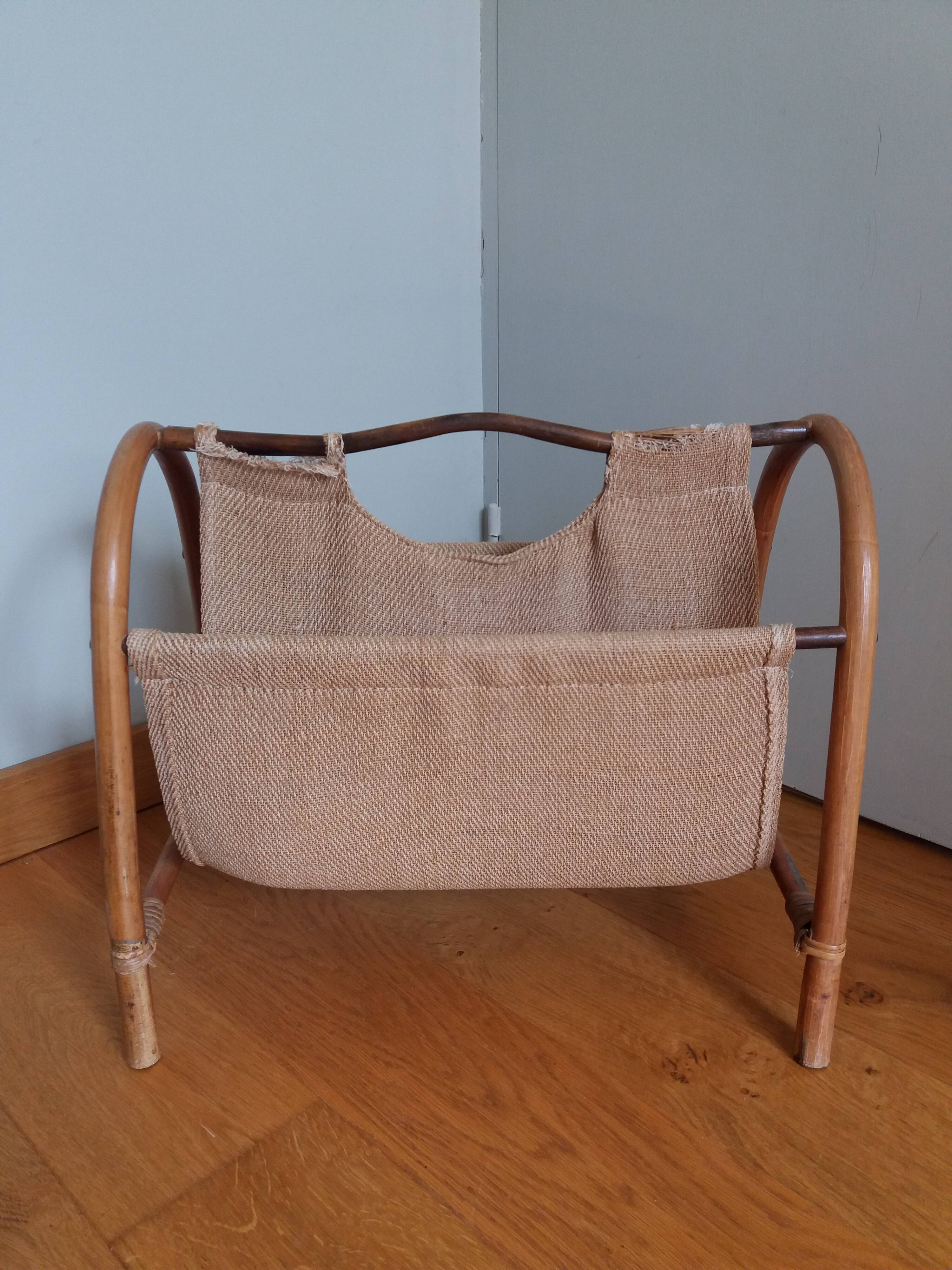 Wicker and fabric magazine holder
