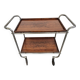 Bauhaus bar cart in walnut root veneer and steel