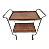 Bauhaus bar cart in walnut root veneer and steel