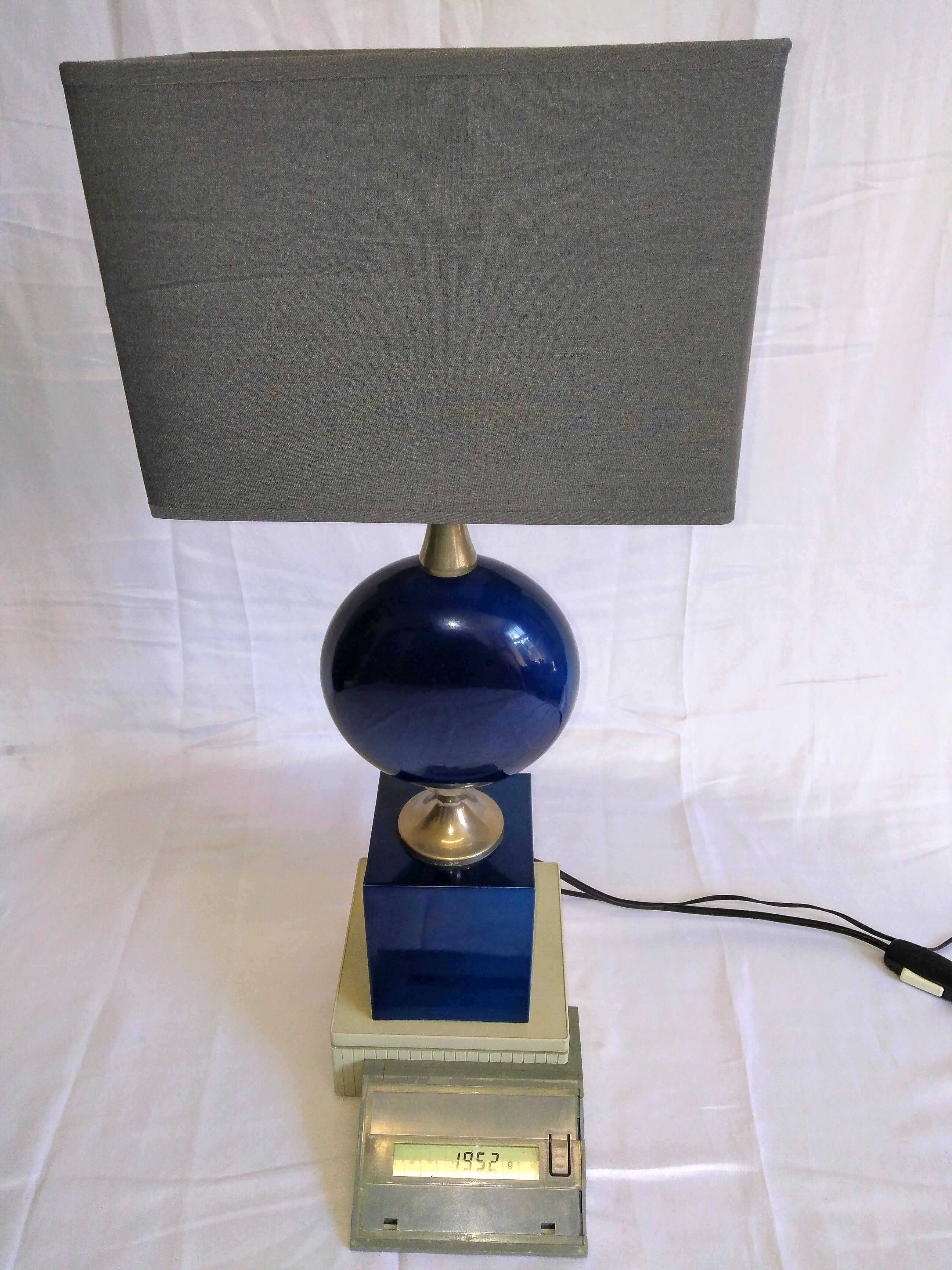 Lampe métal bleue Philippe Barbier
