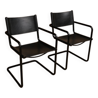 Paire Fauteuil MG5  Cantilever cuir Matteo Grassi