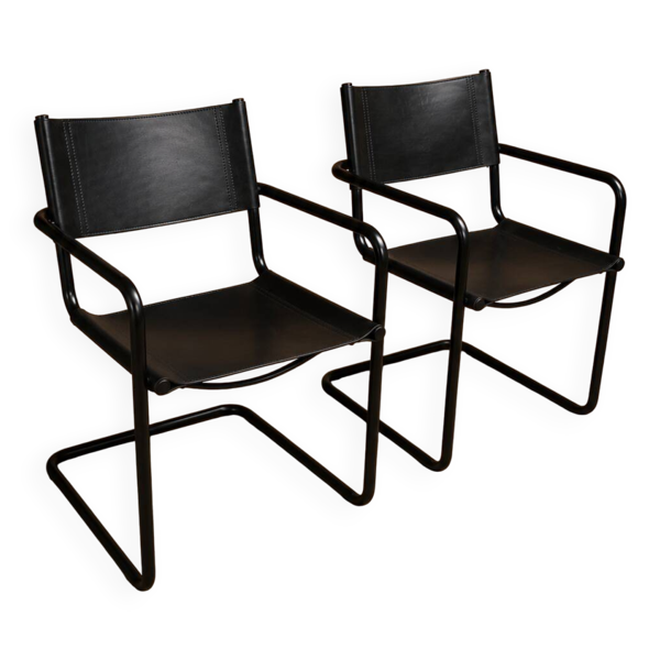 Paire Fauteuil MG5 Cantilever cuir Matteo Grassi