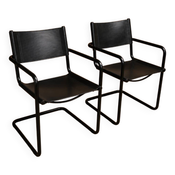 Pair of MG5 Cantilever Armchairs in leather by Matteo Grassi