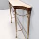 Vintage walnut console with a portuguese pink marble top and brass frame, italy