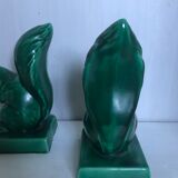 Pair of Art Deco ceramic book clamts