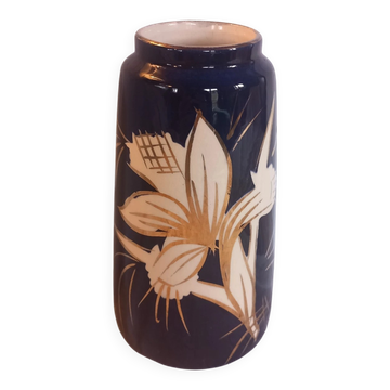 Vintage ceramic vase West Germany - Scheurich 638-20 cobalt blue