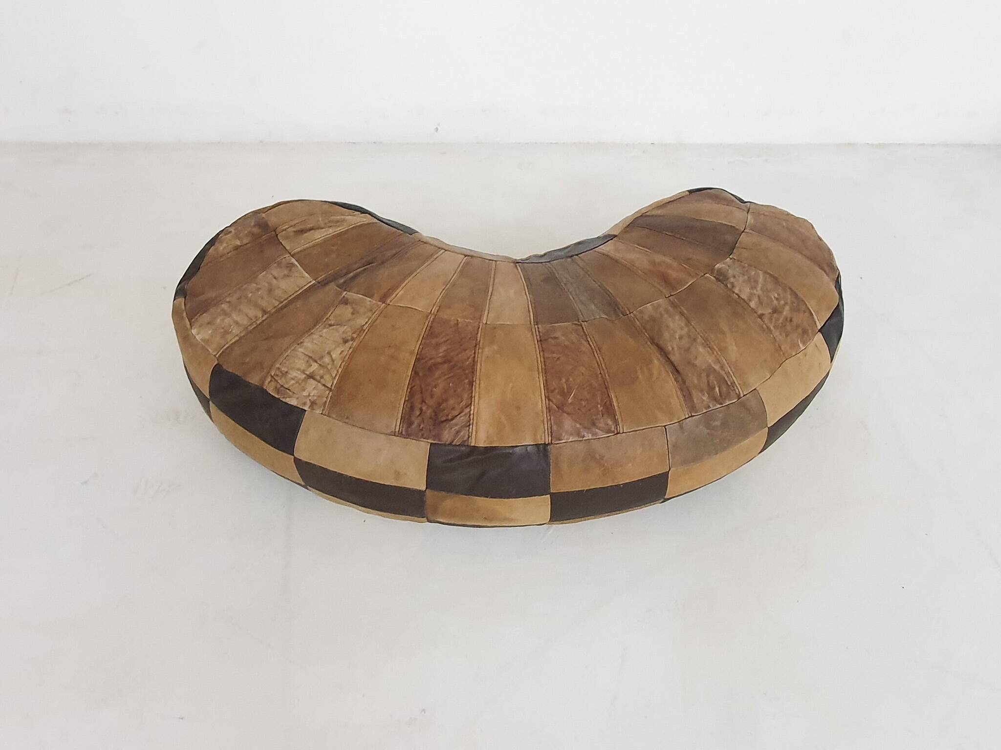 Vintage kidney shaped patchwork ottoman, The Netherlands 1970's