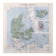 Old map Denmark Iceland Scandinavia 43x43cm from 1950